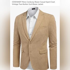 Coofandy Men's Tan Corduroy Blazer NWT 2X
